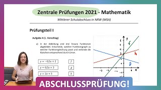 ZP 10 NRW Mathe 2021  Mittlerer Schulabschluss Realschule MSA  Teil 1 A4  Funktionen zuordnen [upl. by Anivol537]