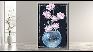 Easy Acrylic painting for beginners  simple flowers MariArtHome [upl. by Animaj]