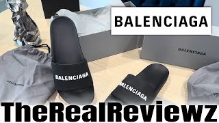 BALENCIAGA Mens Pool Slide  Black Review [upl. by Obadias994]