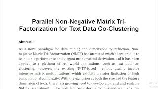 Parallel Non Negative Matrix Tri Factorization for Text Data Co Clustering [upl. by Lela]