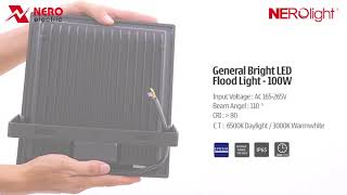 GENERAL BRIGHT LED FLOOD LIGHT  100W  IP65 [upl. by Zoldi]