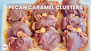 Easy NoBake Pecan Caramel Clusters TurtlesInspired  Quick Chocolate Dessert Recipe [upl. by Notsur]