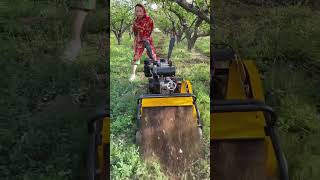 Grassreturning machine Weeding grasscutting machine Doubleaxis weedingmachine Relatedviralvideo [upl. by Eilsil718]