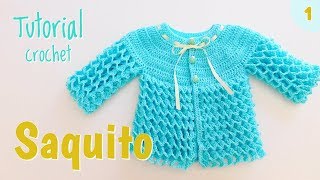 Como tejer un saquito chambrita a crochet Panal de Abeja 1 de 2 [upl. by Eiaj]