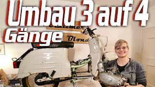 Simson Schwalbe KR 511 3Gang Umbau auf 4Gang Motor Getriebe M53 auf M54 Technik Oldtimer Blondie [upl. by Mortie202]