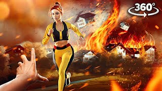 360° FIRE TORNADO SURVIVAL WITH GIRLFRIEND 1  Escape the fire Storm VR 360 Video 4k ultra hd [upl. by Rebmik]