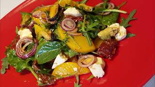 Salata de Midii cu Piersici Balsamice amp rosii deshidratate Balsamic peach dried tomato mussels salad [upl. by Elodea]