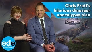 Chris Pratts hilarious dinosaur apocalypse plan  Jurassic World Fallen Kingdom [upl. by Enelez100]