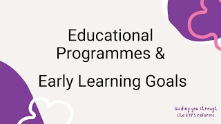 EYFS Framework 2021  The ELGs and Educational Programmes [upl. by Noside]