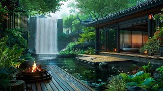 Fresh Spring Morning Bliss🌳Heal amp Relax with the Soothing Sounds of Waterfalls Fireplace amp Birdsong [upl. by Suckow747]