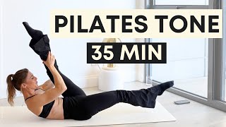 35 min PILATES apartment and travel friendly full body tone [upl. by Zillah746]