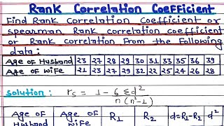 Spearmans Rank Correlation Coefficient  Problem 1  Rank Correlation Non repeated [upl. by Weil546]