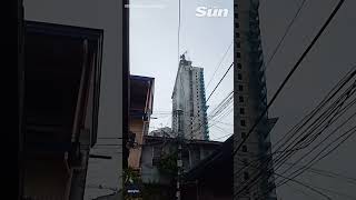 Crane snaps after 67 magnitude earthquake strikes Philippines shorts [upl. by Korey167]