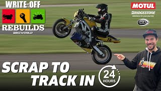 Scrap To Race Track In 24 Hours  WriteOff Rebuilt SV650 To Race Bike [upl. by Antonetta]