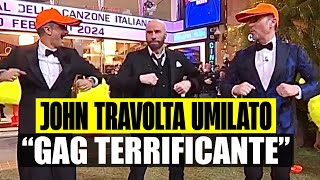 SANREMO 2024 JOHN TRAVOLTA UMILIATO CON IL BALLO DEL QUA QUA FIORELLO quotGAG TERRIFICANTEquot [upl. by Kowtko]