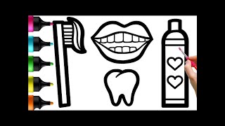 Oral Hygiene drawing paintingcolouring  easy acrylic painting for kids  Art and Learn [upl. by Mikael]