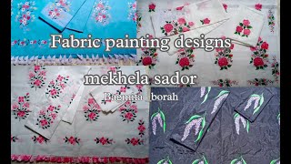 Fabric painting creations of minemekhela sadoracrylic colourBagmitaborah [upl. by Llyrat]