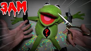 SCARY CUTTING OPEN EVIL KERMIT THE FROG AT 3AM WHATS INSIDE KERMIT THE FROG [upl. by Tound]