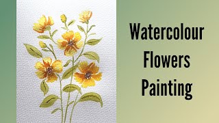 Watercolor Flowers painting  Beautiful Watercolor painting Tutorial  Yellow flowers Painting [upl. by Roselba]