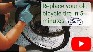 Installing a new bike tire and inner tube in 5 minutes [upl. by Borchers]