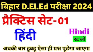 Bihar DElEd Hindi Practice SET01  Bihar DElEd Entrance 2024  Bihar DElEd Hindi Class 2024 [upl. by Fellows]