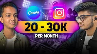 22 Posts से 40K Followers How He Earns 30000 Rupees a Month Using Canva [upl. by Aseena886]