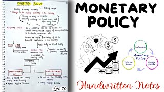 Monetary Policy  Indian Economy  Lec70  Handwritten notes  An Aspirant [upl. by Yelram531]