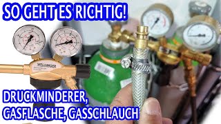 Gasversorgung beim Schweißen Druckminder Kupplung Gasschlauch [upl. by Marlene]