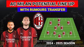 AC MILAN 20242025 POTENTIAL LINE UP WITH RUMOURS TRANSFERS RABIOT amp MEMPHIS DEPAY ¬4231 FORMATION [upl. by Mcgregor668]