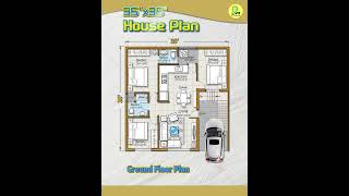 35× 35 house plan 3BHK with car parking 3535 house design indianstyle instyle floorplan [upl. by Dail534]