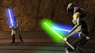 General Grievous vs ObiWan Kenobi  Star Wars Jedi Knight Jedi Academy NPC Battle [upl. by Anivel]