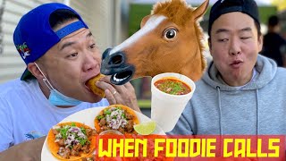 Tim amp David Try Horse Riding amp Birria Tacos  When Foodie Calls Ep 2 [upl. by Nilesoy]