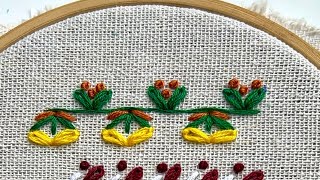 Border Embroidery Ideas Border Stitches Simple handkerchief design How to embroider a border [upl. by Yart]