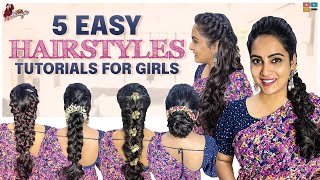 5 Easy hairstyles for girls  Hairstyle tutorial  Its Himaja [upl. by Honeyman]