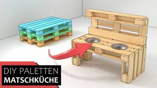 DIY Pallets Mud Kitchen \\ step by step DIY Paletten Matschküche \\ Animation [upl. by Pammie]