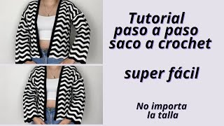 Tutorial SACOSUETER a crochet🧶 ADAPTABLE a cualquier talla✅ [upl. by Hepsoj]