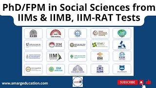 PhD Options in Social Sciences from IIMs with detail of IIMB and IIMRAT Tests [upl. by Abran823]