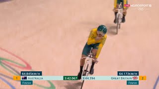 🇦🇺Australias track cycling mens team gold winning race vs Britain in pursuit final Paris Olympics [upl. by Haik]