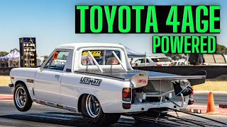 THE ULTIMATE Nissan 1400 Powered by Toyota 4AGE runs 79sec 14mile [upl. by Ninerb161]