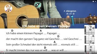 Ich habe einen kleinen Papagei Coco von Volker Rosin Tanzlied mit 3 Akkorden und Text für Gitarre [upl. by Horter]