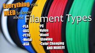 All the Different 3d printing Filaments Explained [upl. by Kaenel]