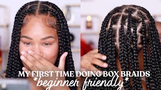 WATCH ME DO KNOTLESS BOX BRAIDS FOR THE FIRST TIME  Arnellarmon [upl. by Boni]