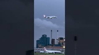 Cessna Citation XLS taking off from London City has its show stollen by an Emirates Airbus A380 [upl. by Baylor707]