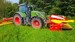 Fendt 724 Vario Power mit Pöttinger NovaCat X8 Schmetterling beim Gras mähen 2023 [upl. by Isadore]