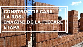 Constructie casa la rosu  de la fundatie la acoperis  duplex parter cu doua dormitoare [upl. by Anawyt]