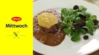 Schweinefilet mit Orangen  Schalotten  Sauce Rezept  MAGGI Mittwoch [upl. by Legyn284]