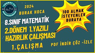 8Sınıf Matematik 2Dönem 1Yazılı Çalışması 1Video [upl. by Liebermann273]