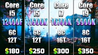 Core i5 12400F vs Core i5 11600K vs Core i7 10700K vs Core i9 9900K  RTX 4090 24GB [upl. by Rimma690]