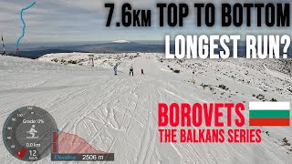 4K Skiing Borovets 76 km Top to Bottom  Resorts Longest Run Bulgaria GoPro Hero11 [upl. by Dixon436]