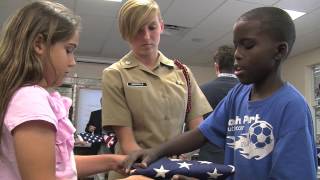 Education Spotlight  Lamarque Elementary School  Flag Etiquette [upl. by Eecyaj]